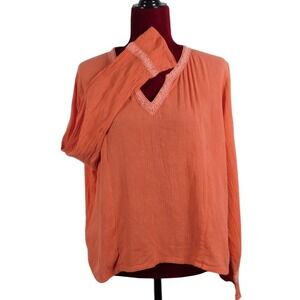 Sun River‎ Essentials Blouse V-Neck Boho Lightweight Long Sleeve Size Med A29